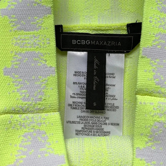 BCBG MAXAZRIA - Simone Ikat Power Skirt (Neon Yellow Combo) size small NWOT - Picture 6 of 12